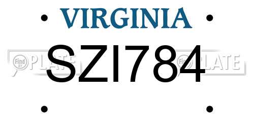 SZI784 Virginia License Plate