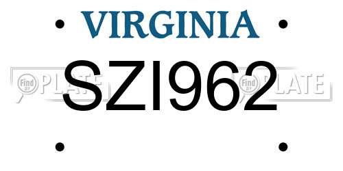 SZI962 Virginia License Plate