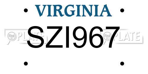 SZI967 Virginia License Plate