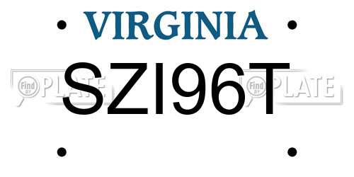 SZI96T Virginia License Plate
