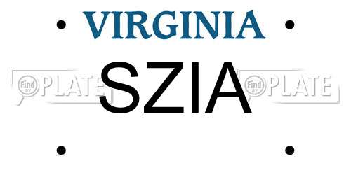 SZIA Virginia License Plate