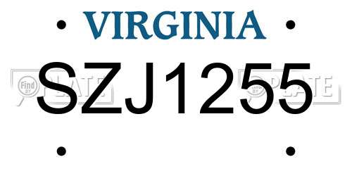 SZJ1255 Virginia License Plate