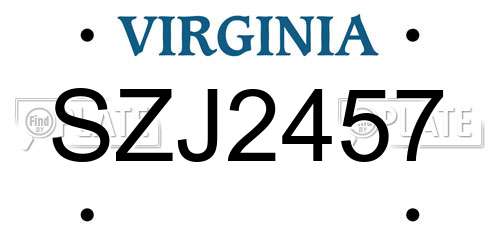 SZJ2457 Virginia License Plate