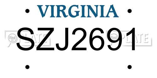 SZJ2691 Virginia License Plate
