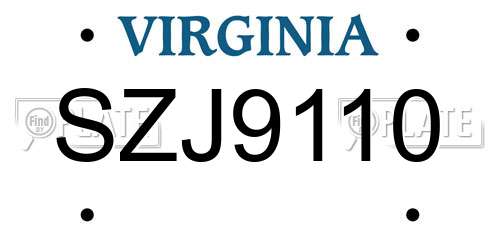SZJ9110 Virginia License Plate