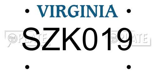 SZK019 Virginia License Plate