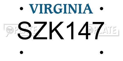 SZK147 Virginia License Plate