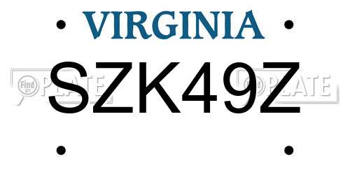 SZK49Z Virginia License Plate