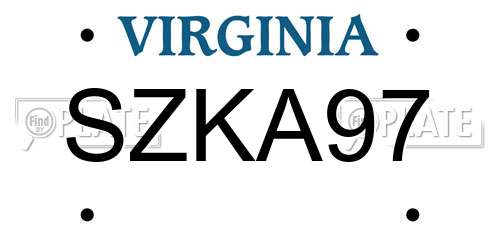 SZKA97 Virginia License Plate