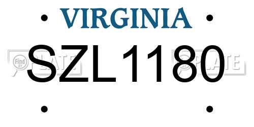 SZL1180 Virginia License Plate