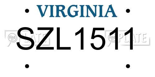 SZL1511 Virginia License Plate