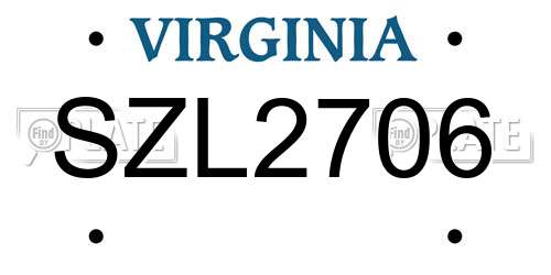 SZL2706 Virginia License Plate