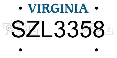 SZL3358 Virginia License Plate