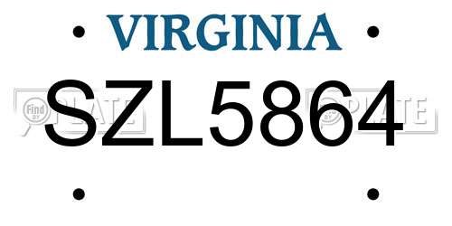 SZL5864 Virginia License Plate