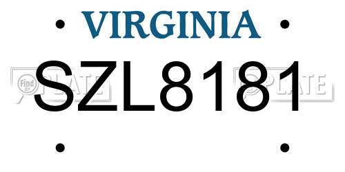 SZL8181 Virginia License Plate