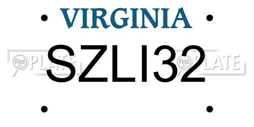 SZLI32 Virginia License Plate