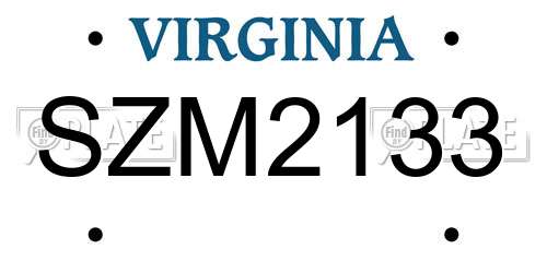 SZM2133 Virginia License Plate