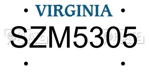 SZM5305 Virginia License Plate