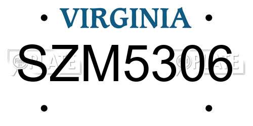 SZM5306 Virginia License Plate