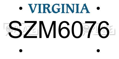 SZM6076 Virginia License Plate