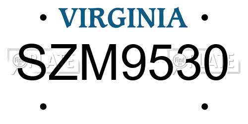 SZM9530 Virginia License Plate