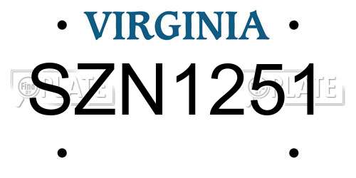 SZN1251 Virginia License Plate