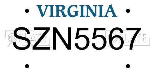 SZN5567 Virginia License Plate