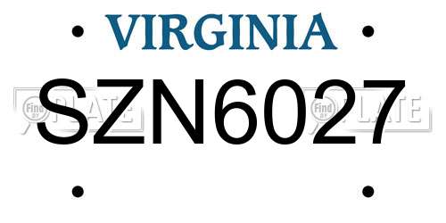 SZN6027 Virginia License Plate