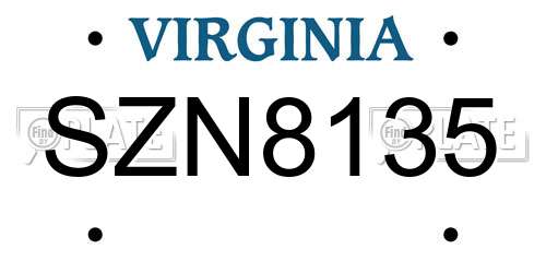 SZN8135 Virginia License Plate
