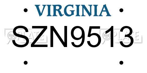 SZN9513 Virginia License Plate
