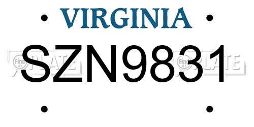 SZN9831 Virginia License Plate