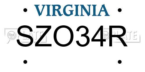 SZO34R Virginia License Plate