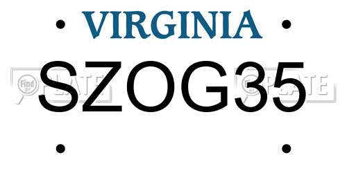 SZOG35 Virginia License Plate