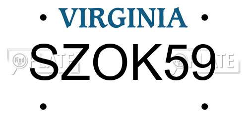SZOK59 Virginia License Plate