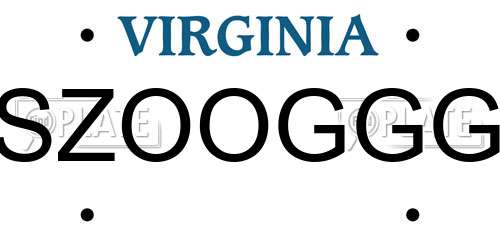 SZOOGGG Virginia License Plate