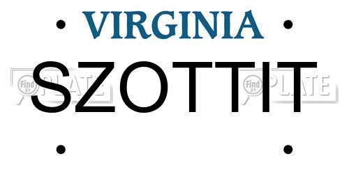 SZOTTIT Virginia License Plate