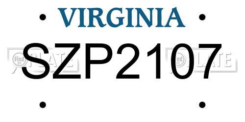 SZP2107 Virginia License Plate