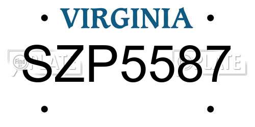 SZP5587 Virginia License Plate
