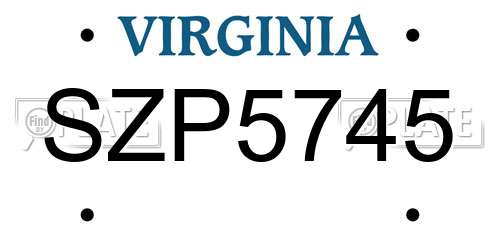 SZP5745 Virginia License Plate