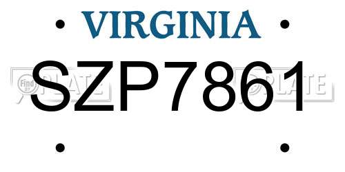 SZP7861 Virginia License Plate