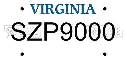SZP9000 Virginia License Plate