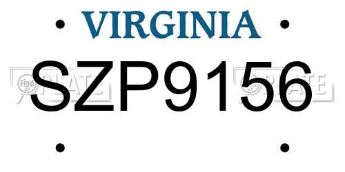 SZP9156 Virginia License Plate