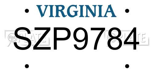 SZP9784 Virginia License Plate
