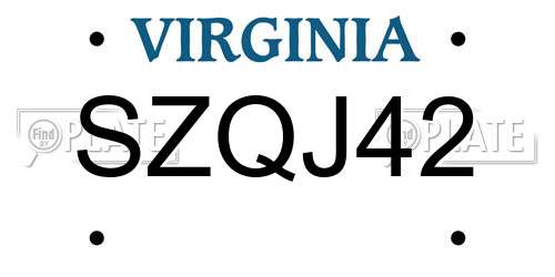 SZQJ42 Virginia License Plate