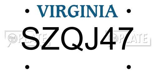 SZQJ47 Virginia License Plate