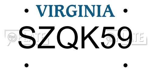 SZQK59 Virginia License Plate