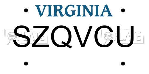 SZQVCU Virginia License Plate
