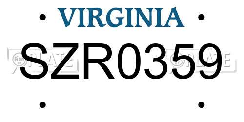 SZR0359 Virginia License Plate