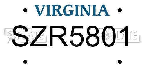 SZR5801 Virginia License Plate