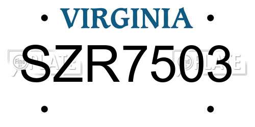 SZR7503 Virginia License Plate